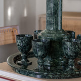 Vintage Green Marble Decanter & Goblet Barware Set