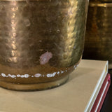 Vintage Hammered Brass Cachepot Planter Pair
