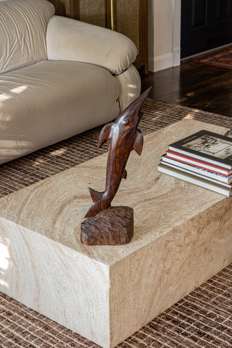 Large Fish Carved Wood Sculpture