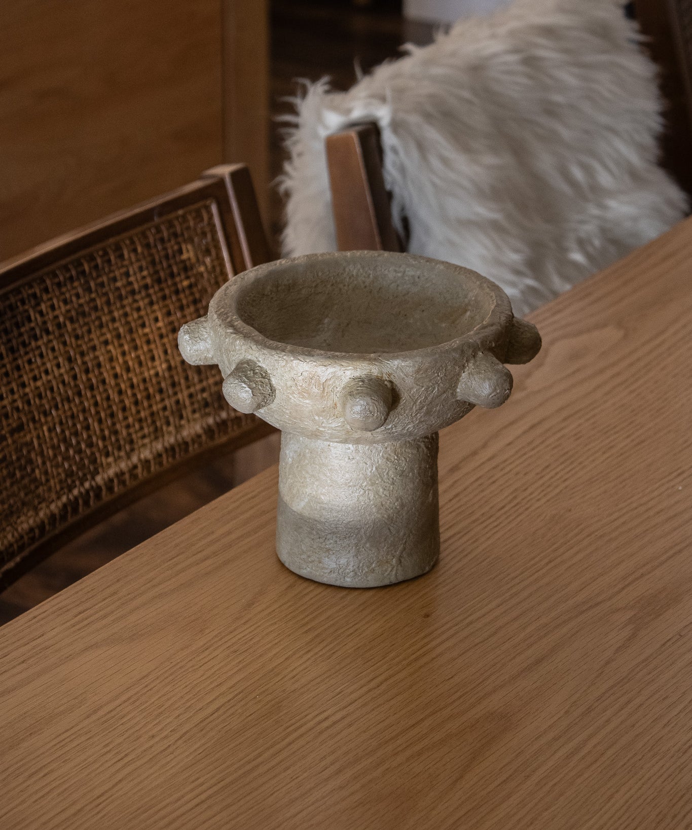 Handcrafted Maya Cement Footed Bowl