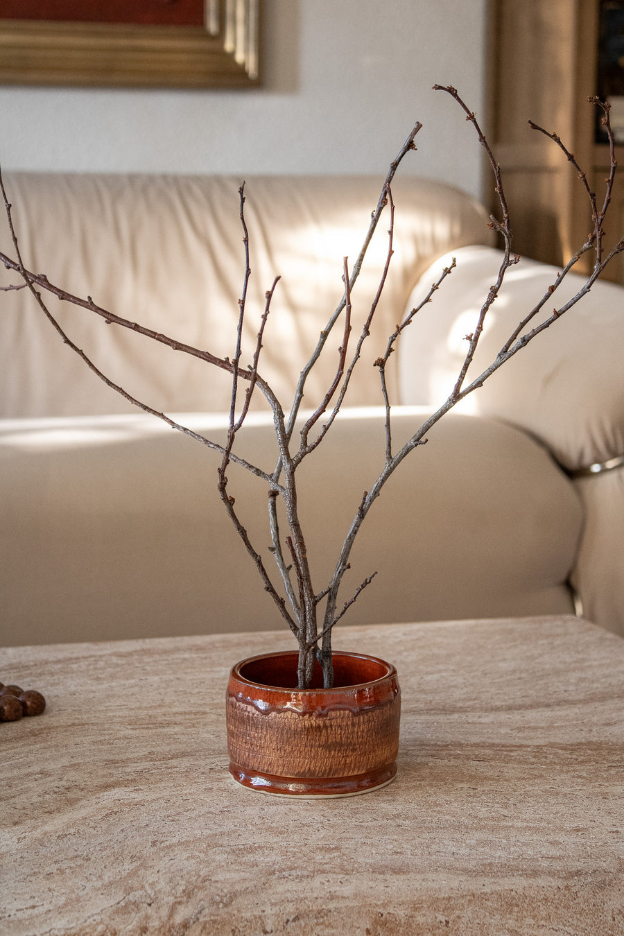 Rusty Brown Ikebana Bowl