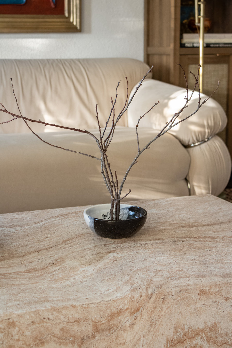 Handcrafted Speckled Ceramic Ikebana Bowl