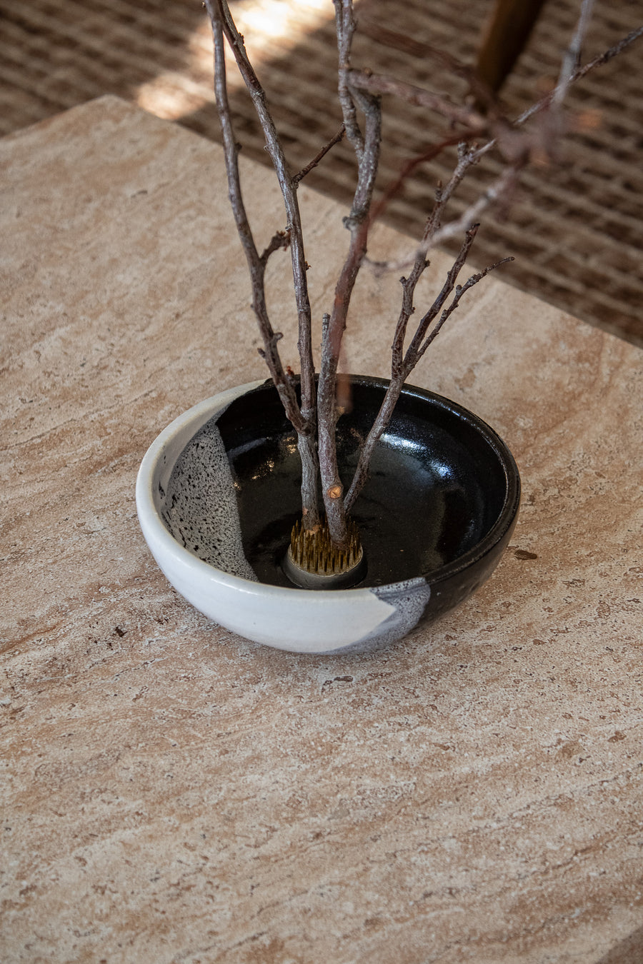 Handcrafted Speckled Ceramic Ikebana Bowl