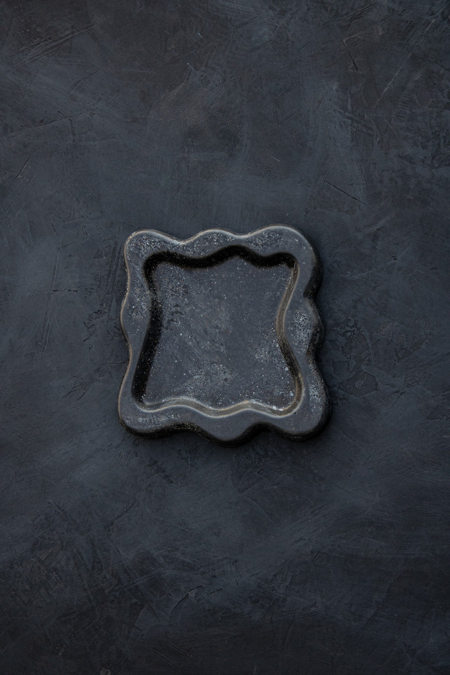 Wavy Cement Trinket Tray - Slate Black Color