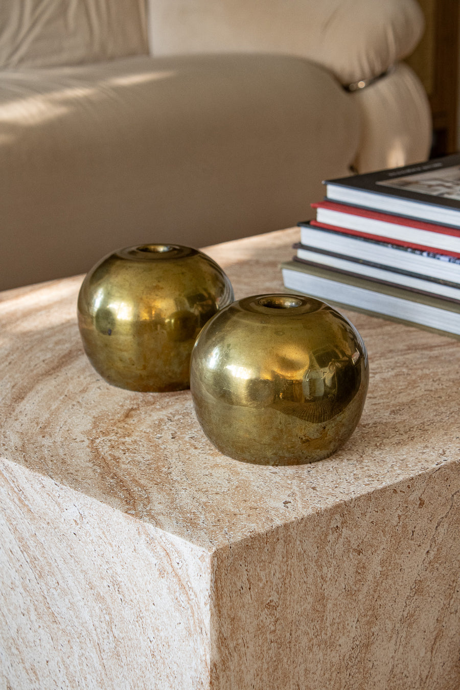 Vintage Brass Orb Candle Holders – Set of 2
