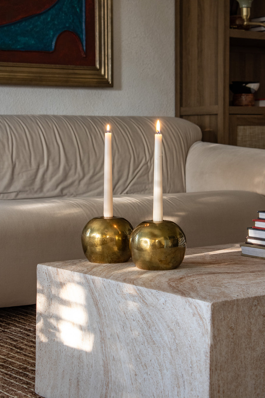 Vintage Brass Orb Candle Holders – Set of 2