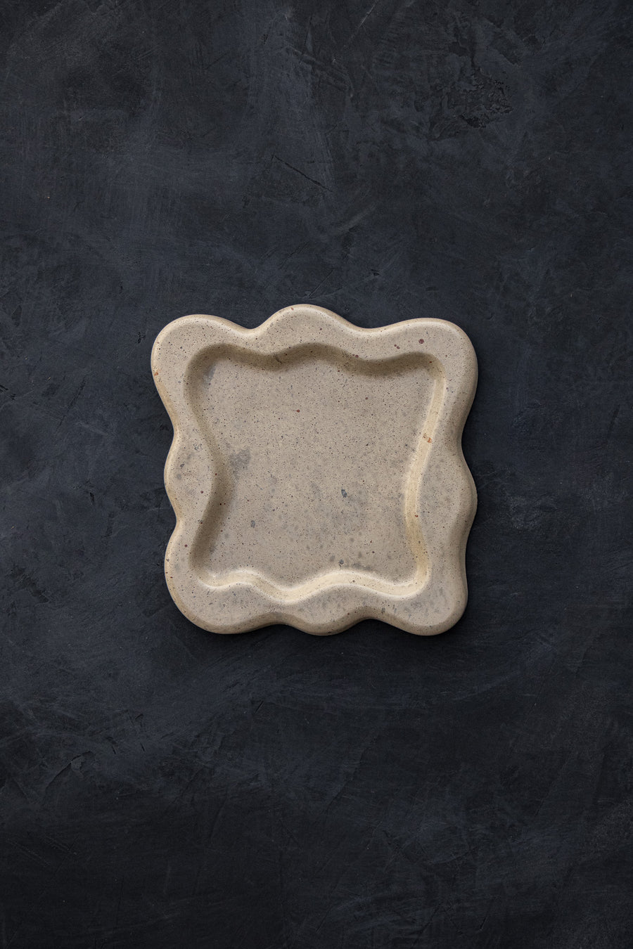 Wavy Cement Trinket Tray - Sand Color