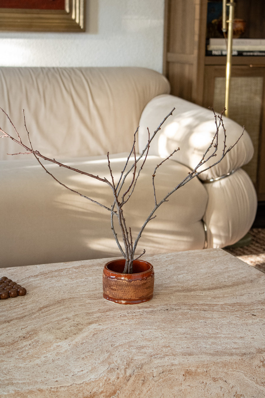 Rusty Brown Ikebana Bowl