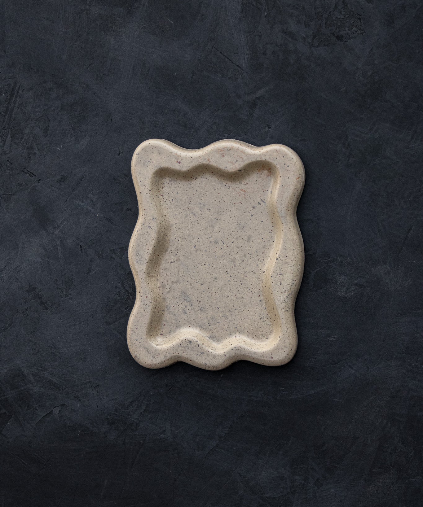 Wavy Cement Trinket Tray - Sand Color