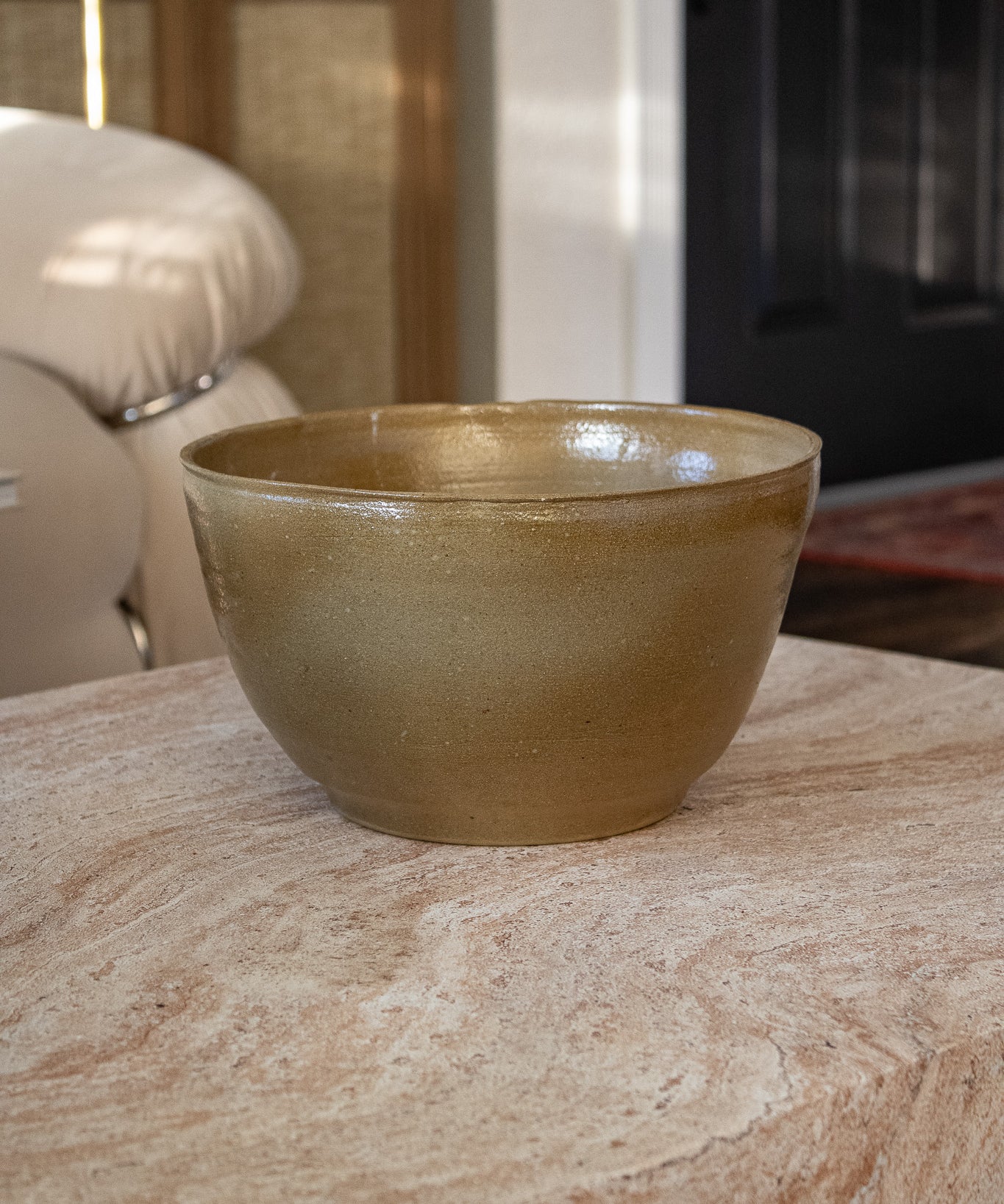 Artisan Pottery Bowl in Earthy Mustard Glaze