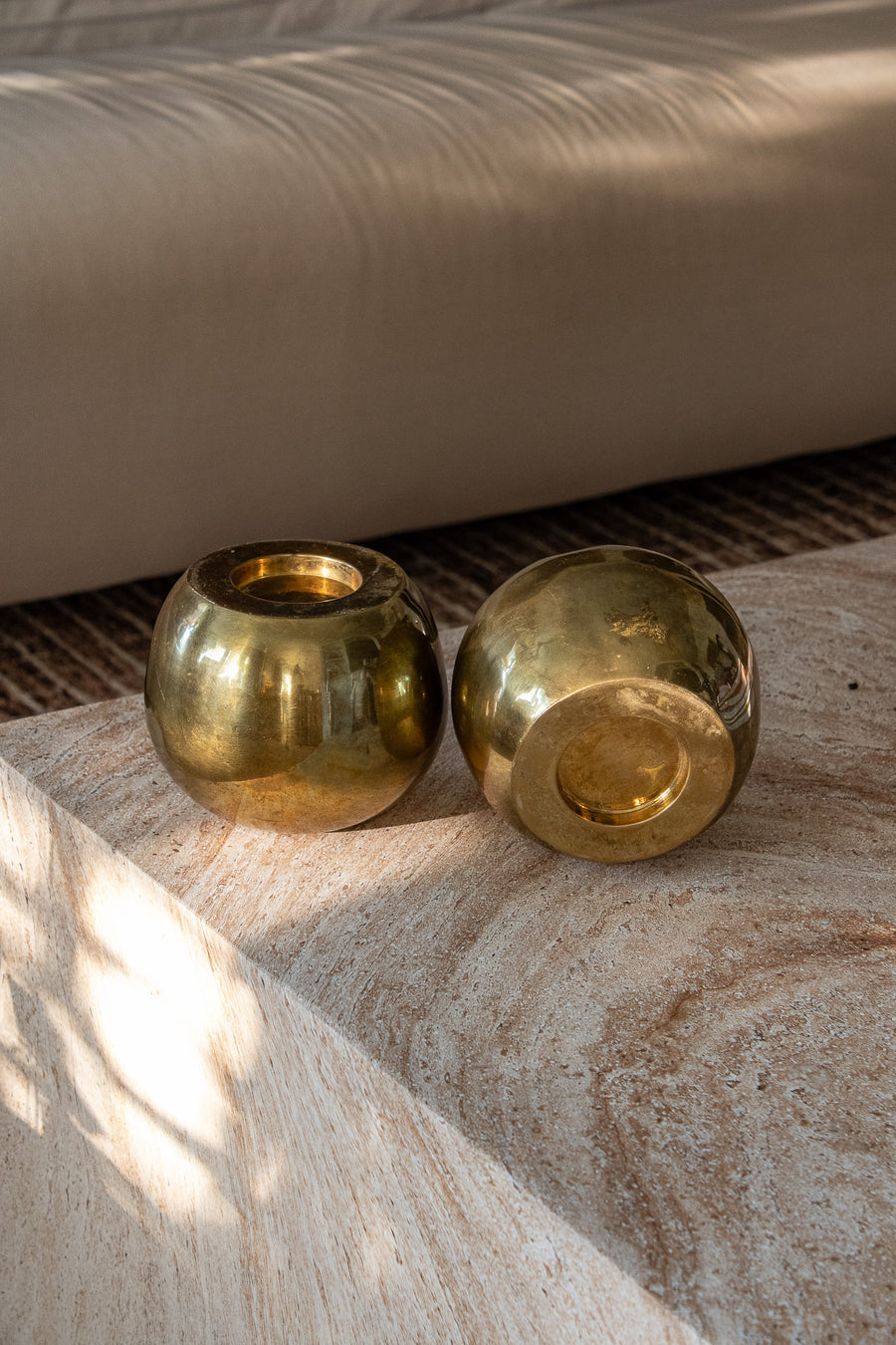 Vintage Brass Orb Candle Holders – Set of 2