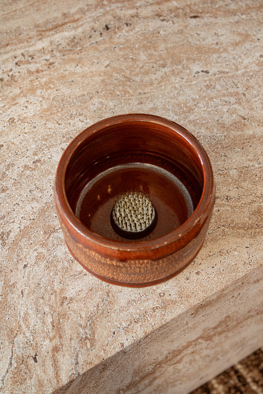 Rusty Brown Ikebana Bowl
