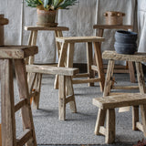 Reclaimed Elm Wood Accent Stools