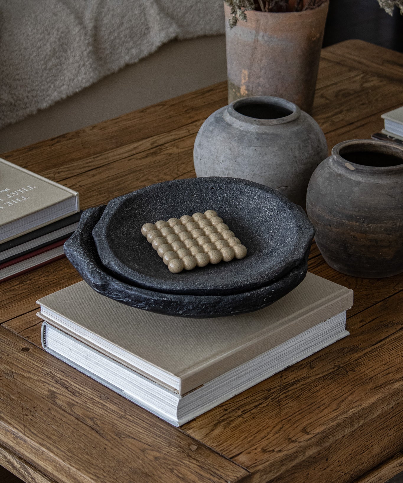 Vintage Black Stone Saucer