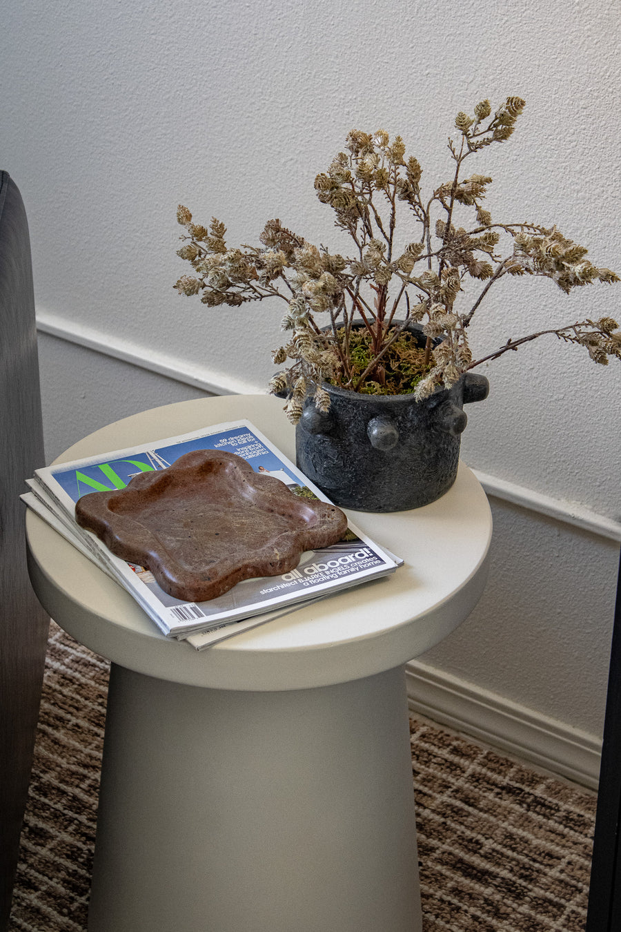 Wavy Cement Trinket Tray - Terra Rust Color