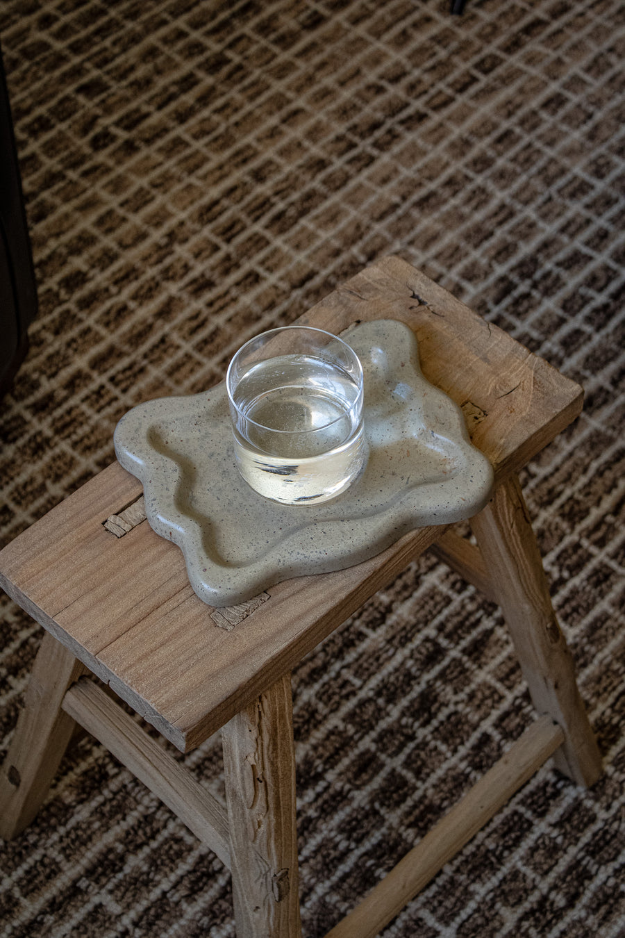 Wavy Cement Trinket Tray - Terra Rust Color