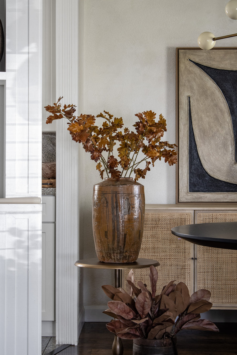 Faux Brown Oak Leaf Spray