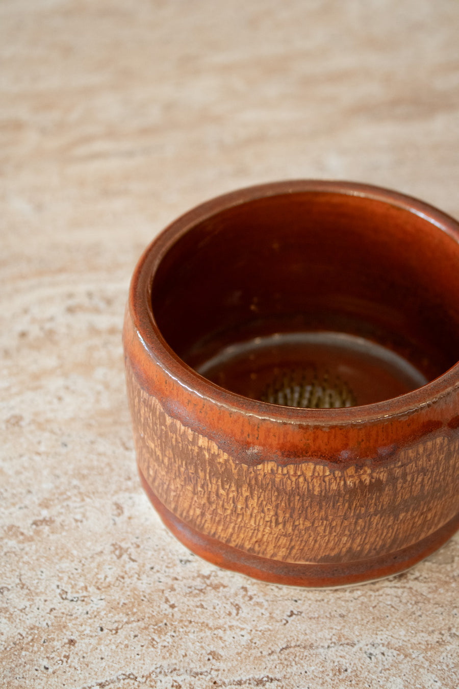 Rusty Brown Ikebana Bowl