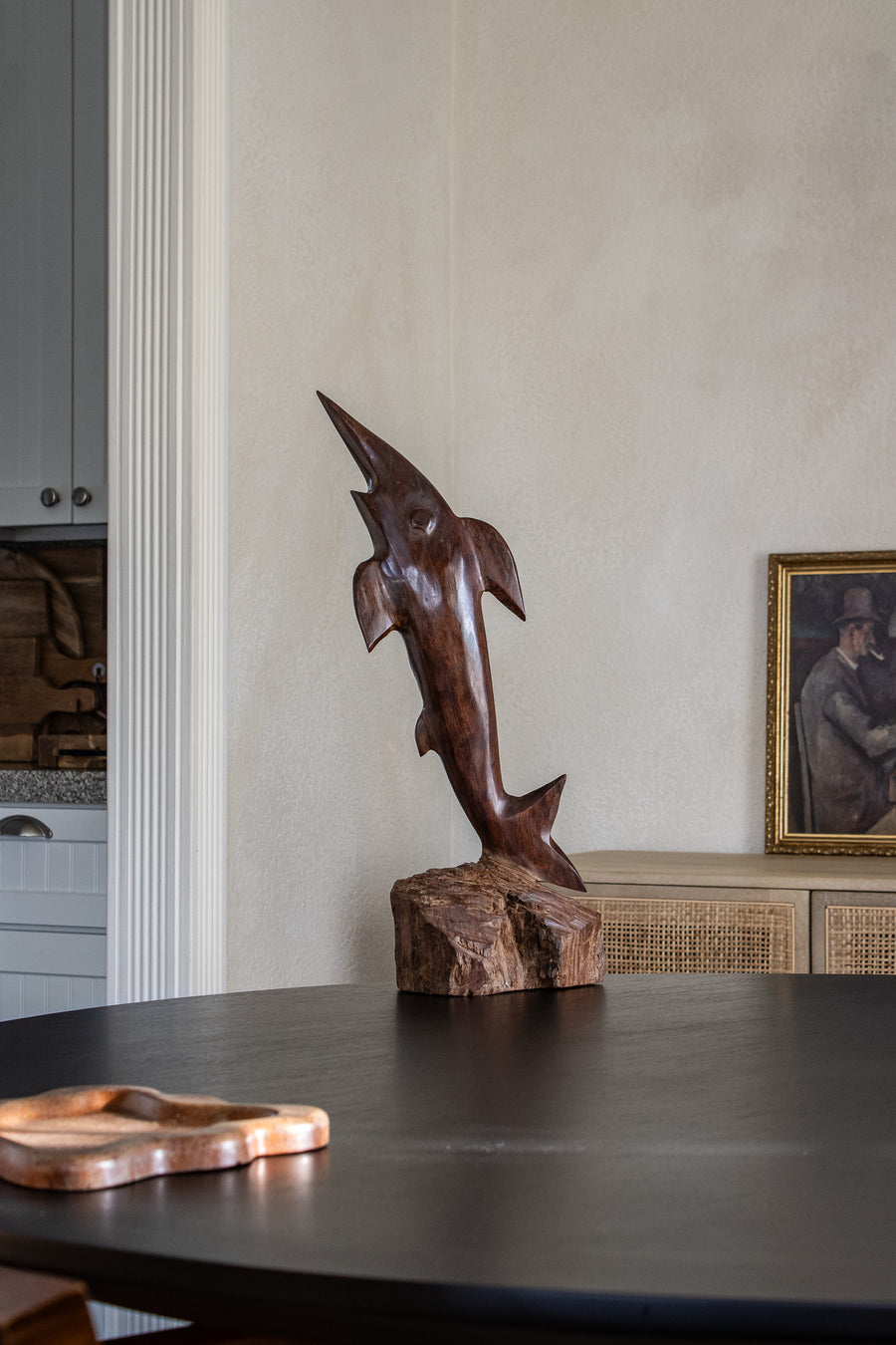 Large Fish Carved Wood Sculpture