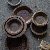 Rustic Waxed Wood Bowl - Round