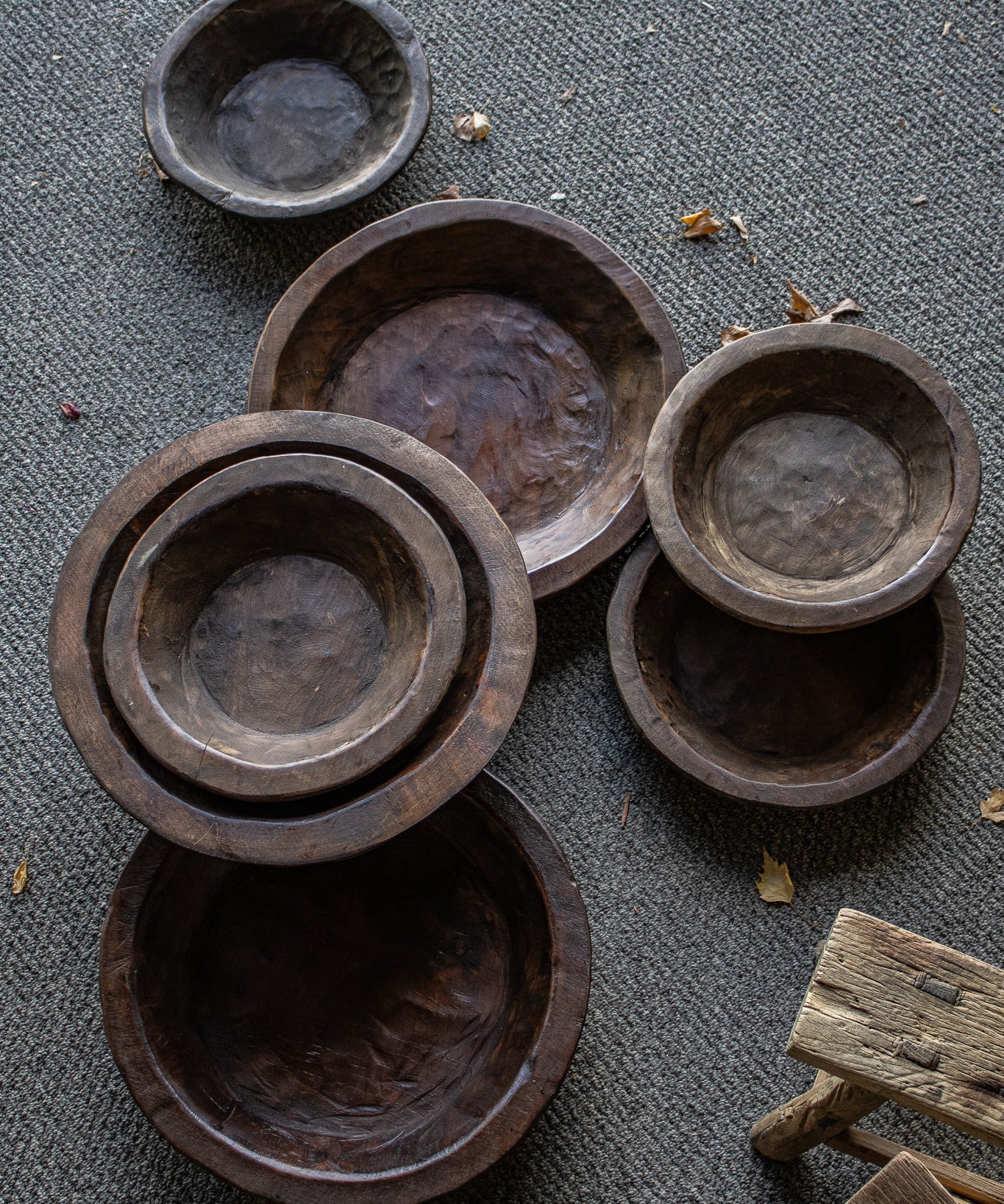 Rustic Waxed Wood Bowl - Round