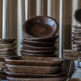 Rustic Waxed Wood Bowl - Round