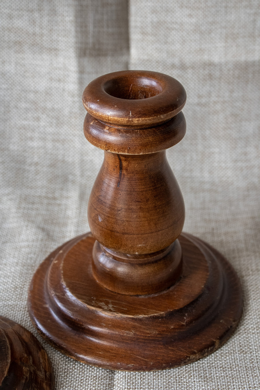 Vintage Wood Candleholder Set