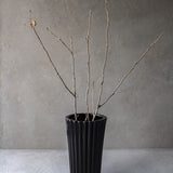 Vintage Black Ceramic Ribbed Vase